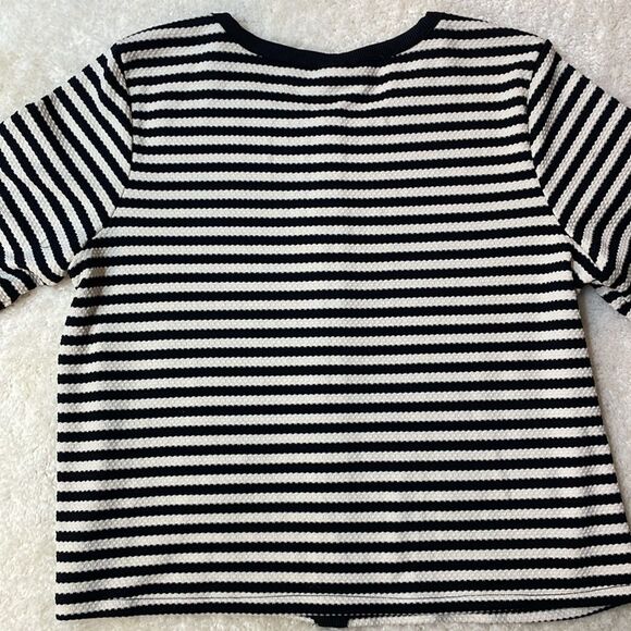 G by Giuliana Striped Short Sleeve Cardigan Top with Gold Buttons Women’s Sz L - Picture 7 of 8